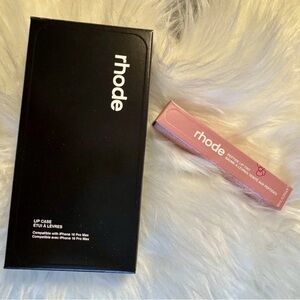 RHODE Pink Lip Gloss and Case iPhone 16 pro max
